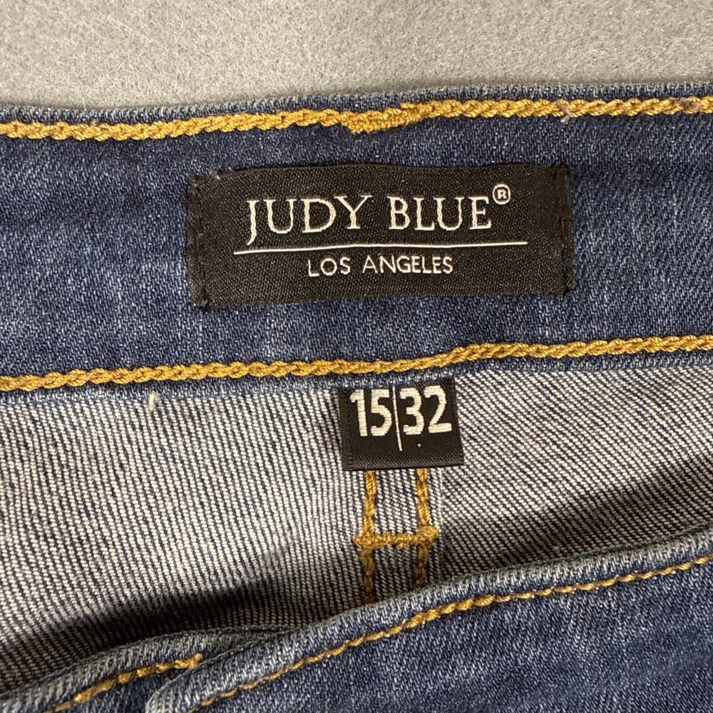 Judy Blue Straight Fit Jeans Womens 15/32 Blue Dark Wash Stretch - Picture 5 of 10
